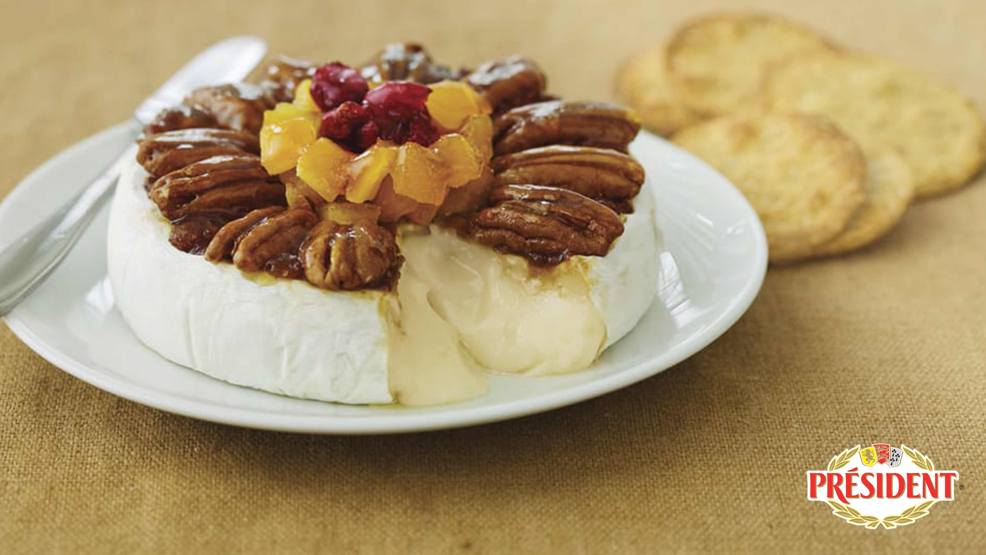 Image for Recipe Baked President Brie with Walnuts and Apricots