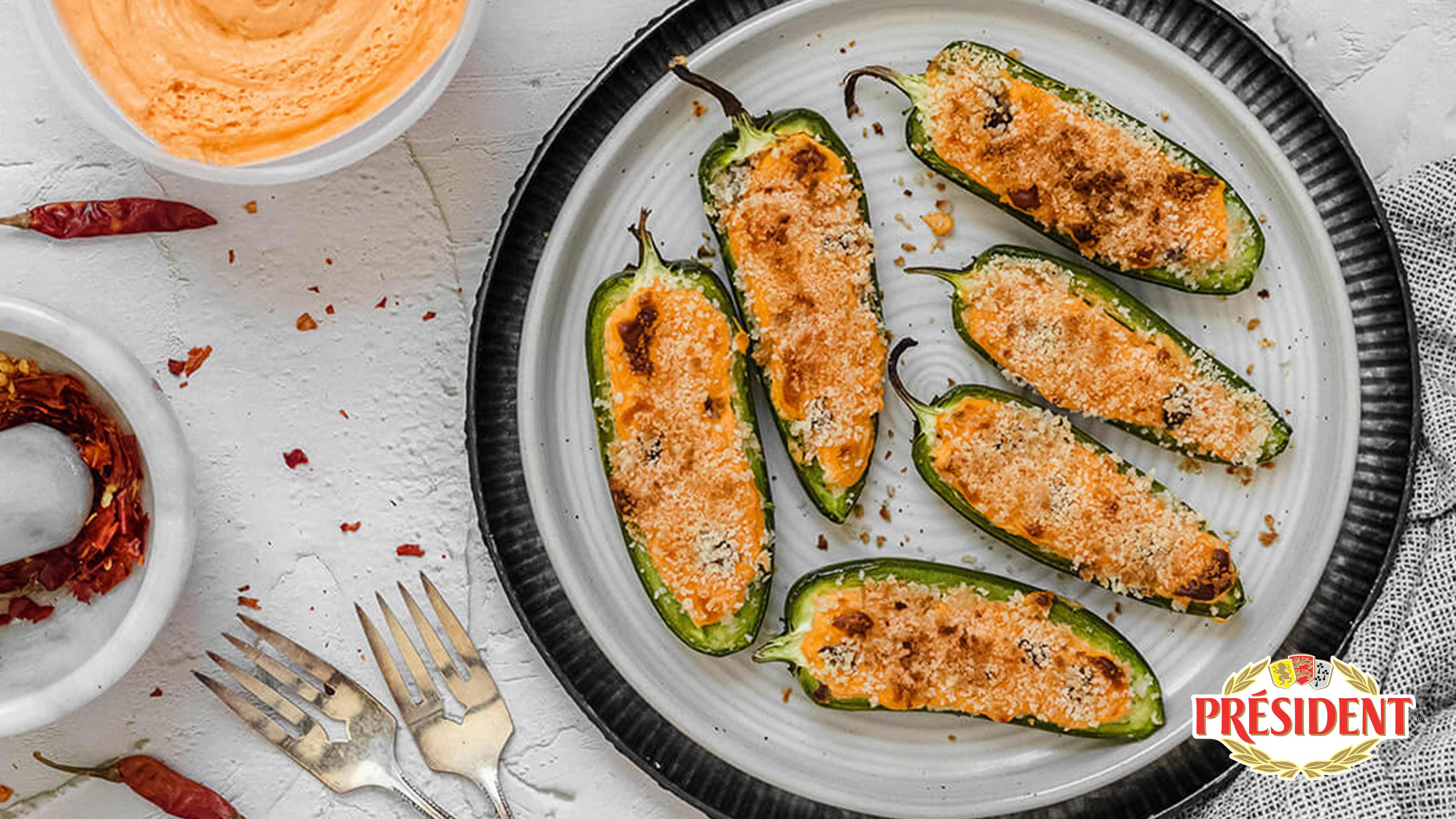 Image for Recipe Pub Cheese® by President® Cheese Cheddar and Sriracha Stuffed Jalapenos