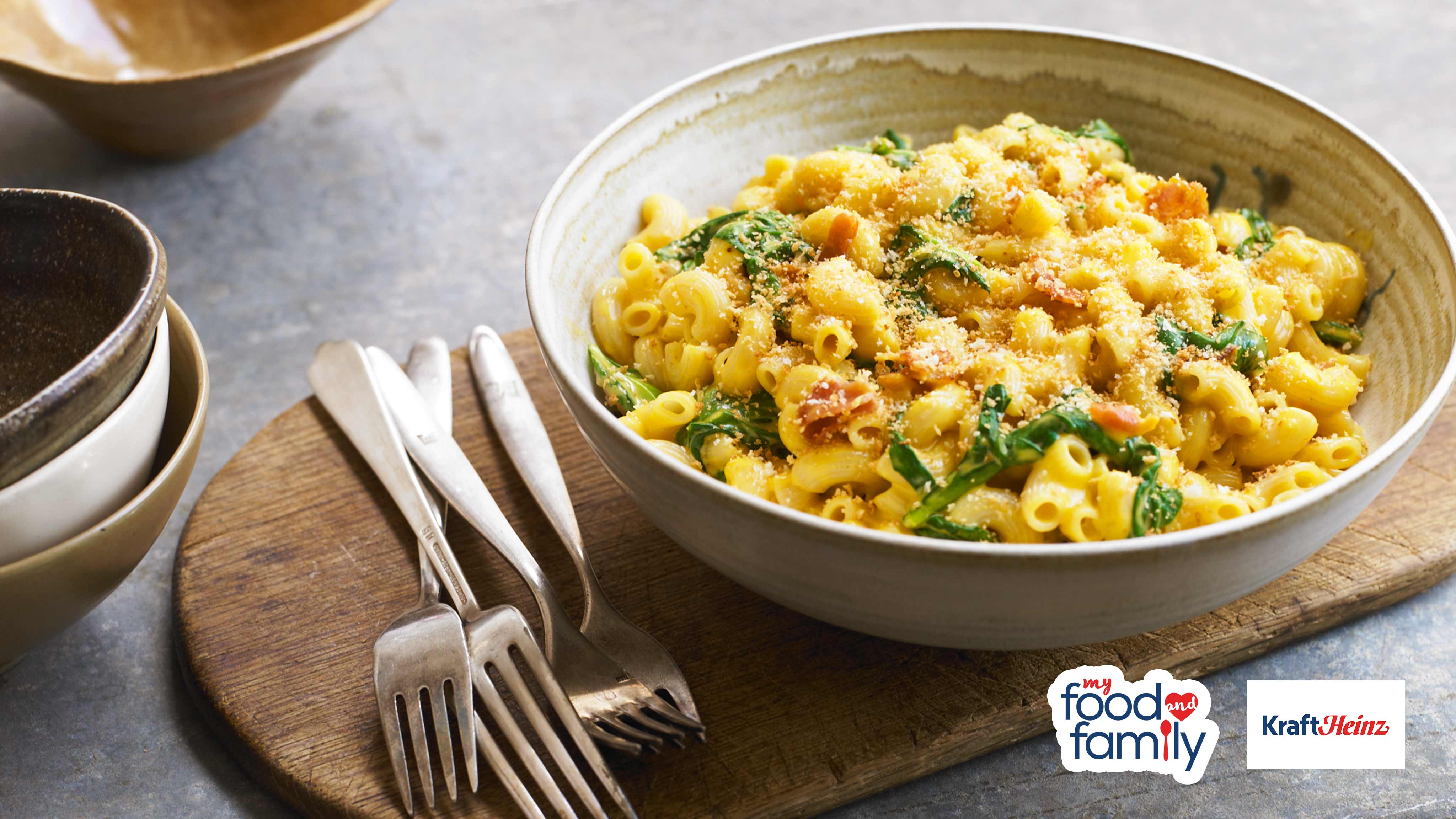 Image for Recipe KRAFT Spinach Mac and Cheese with Bacon