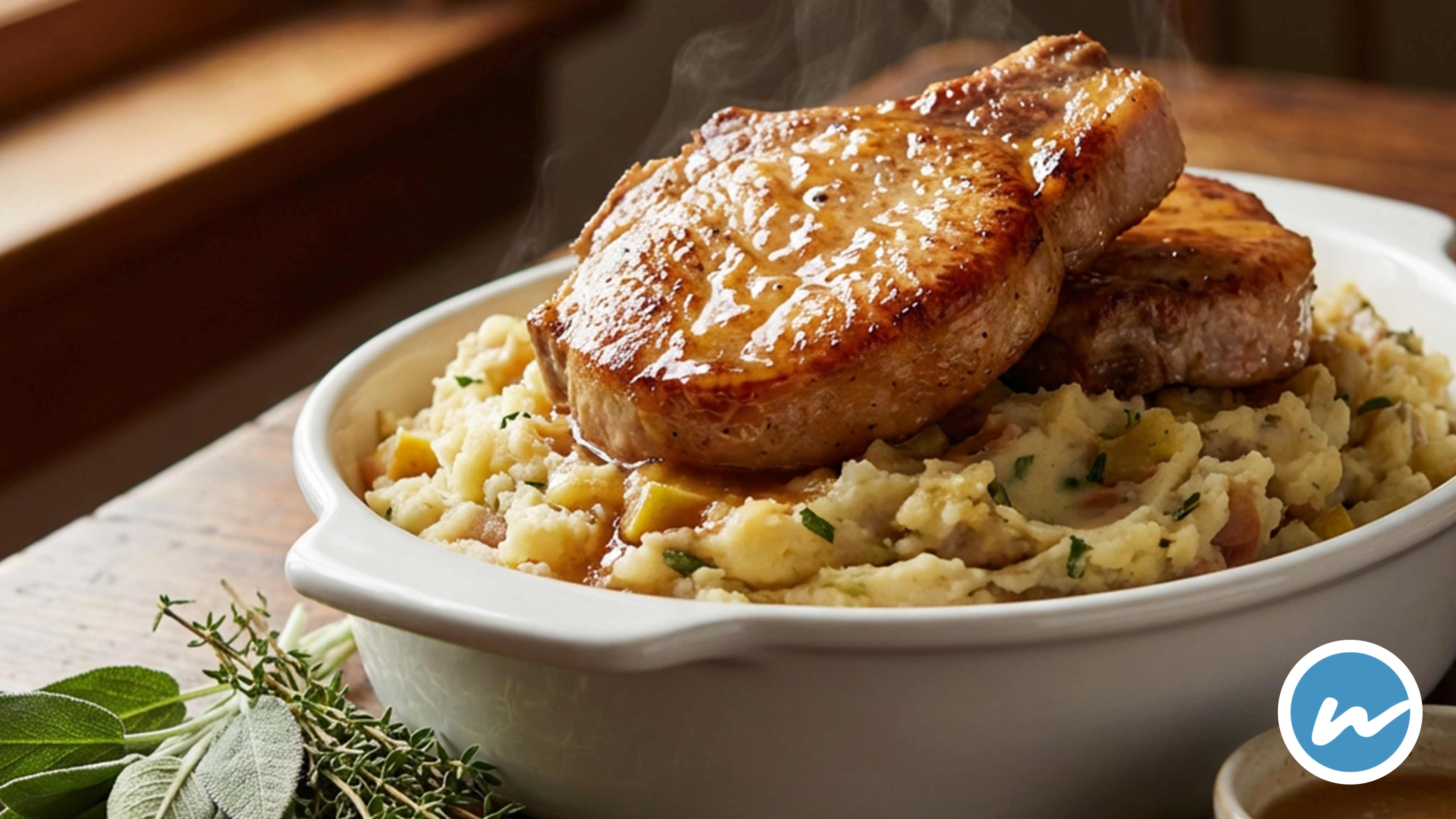Image for Recipe Irish Pork Chops (or tenderloin) with Potato Stuffing