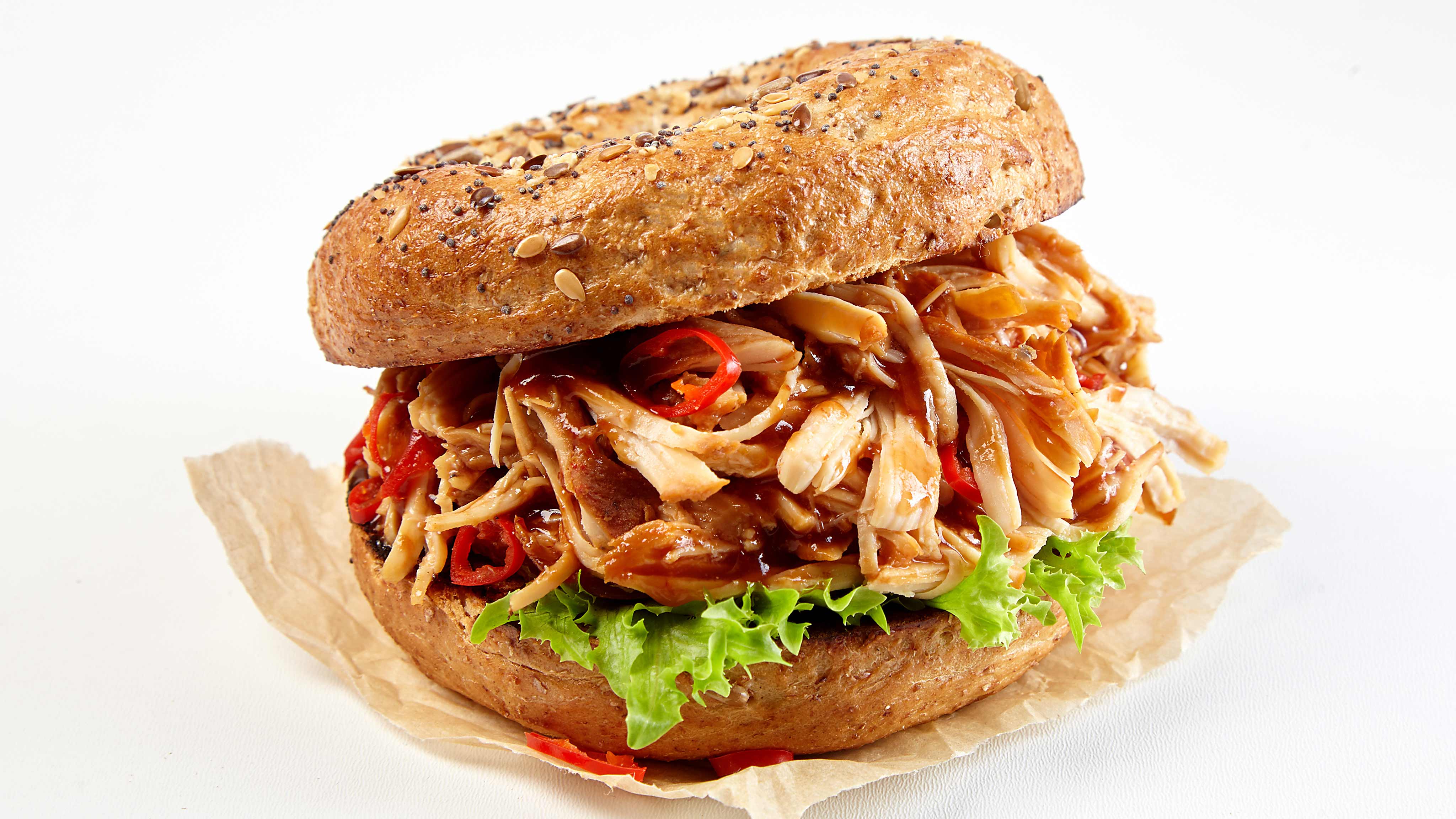 Image for Recipe Slow Cooker Spicy Shredded Chicken Sandwiches