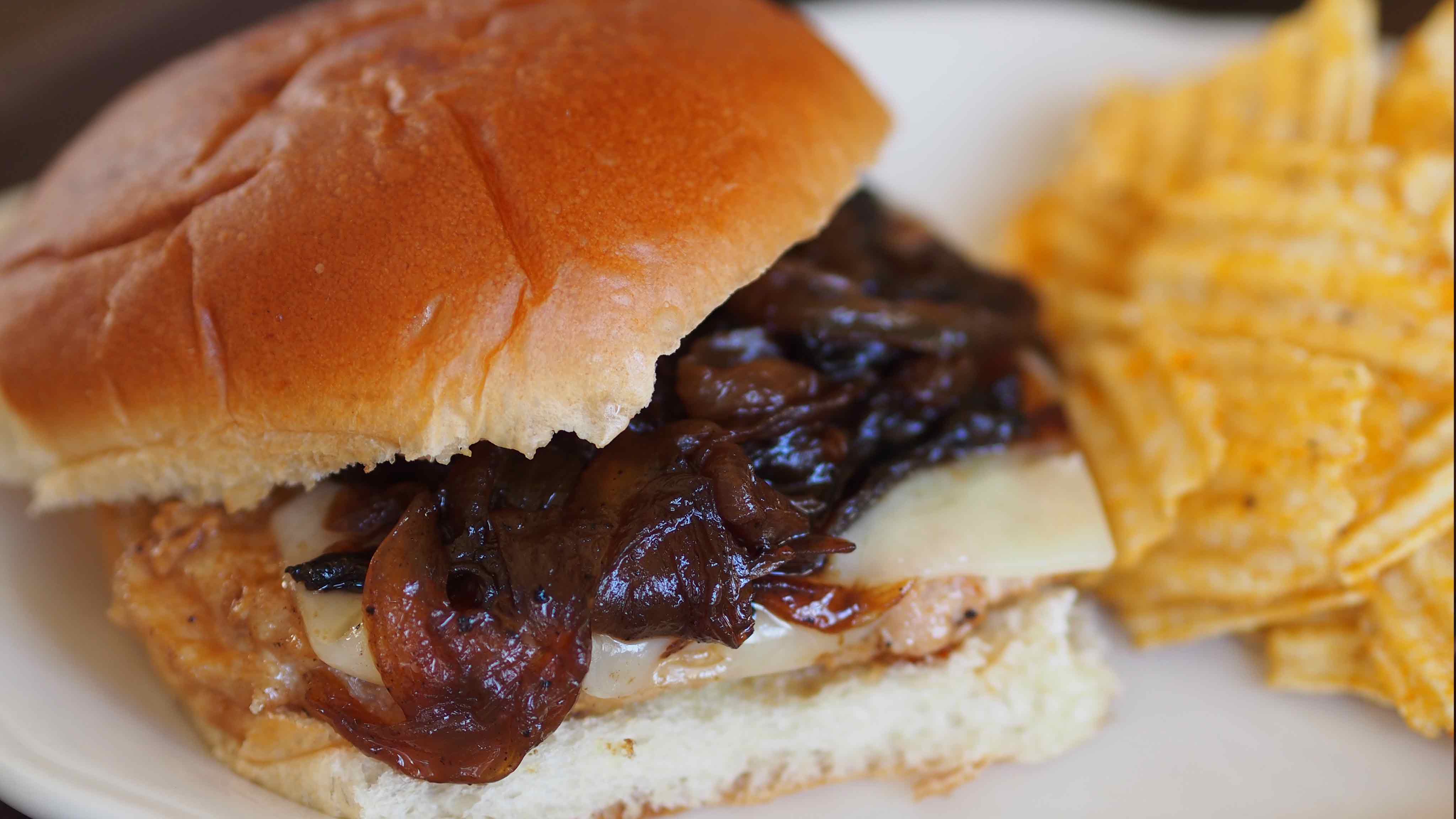 Image for Recipe Pan Fried Pork Sandwich with Caramelized Onions