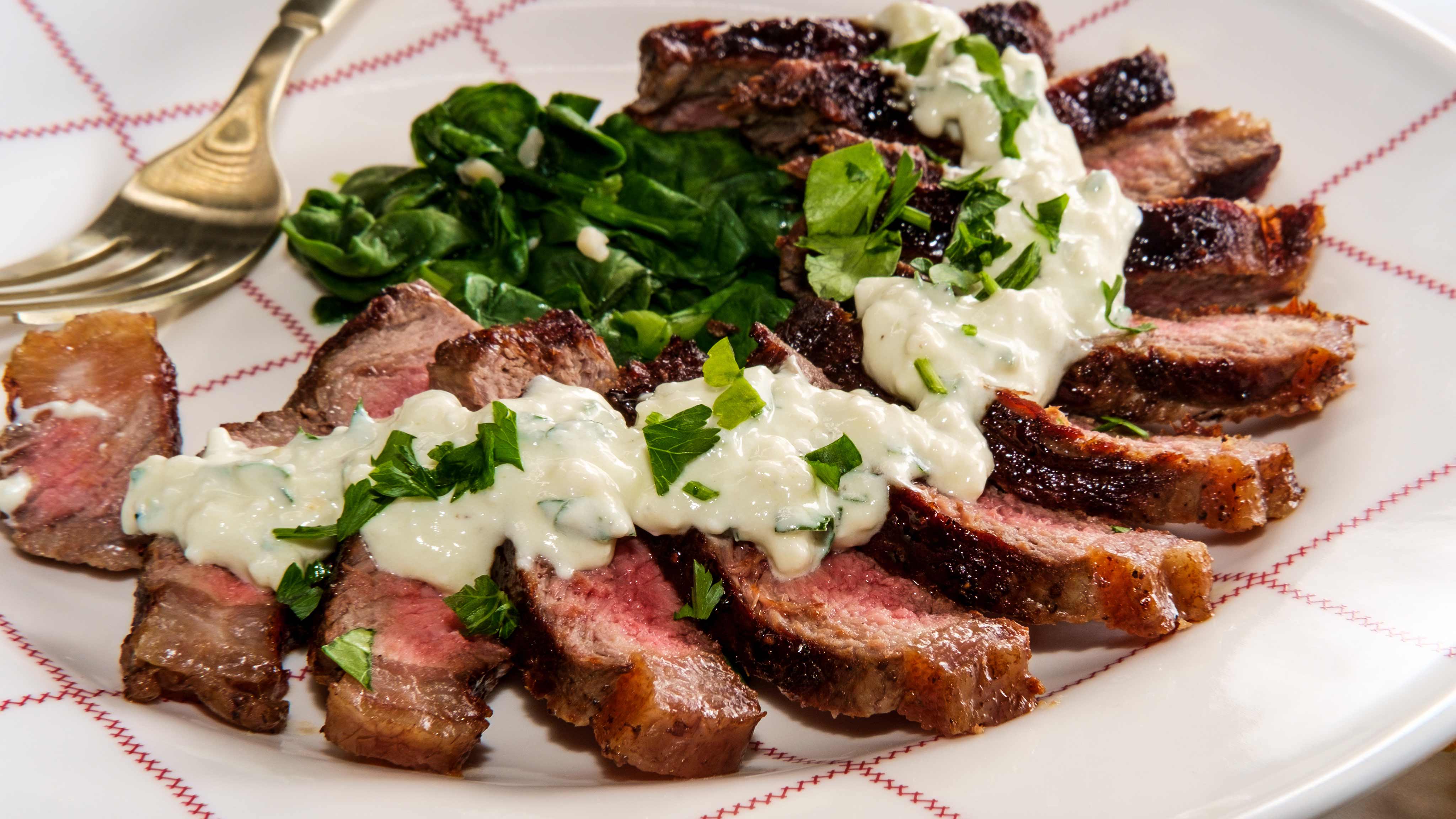 Image for Recipe Herbed Sirloin Roast with Blue Cheese Sauce