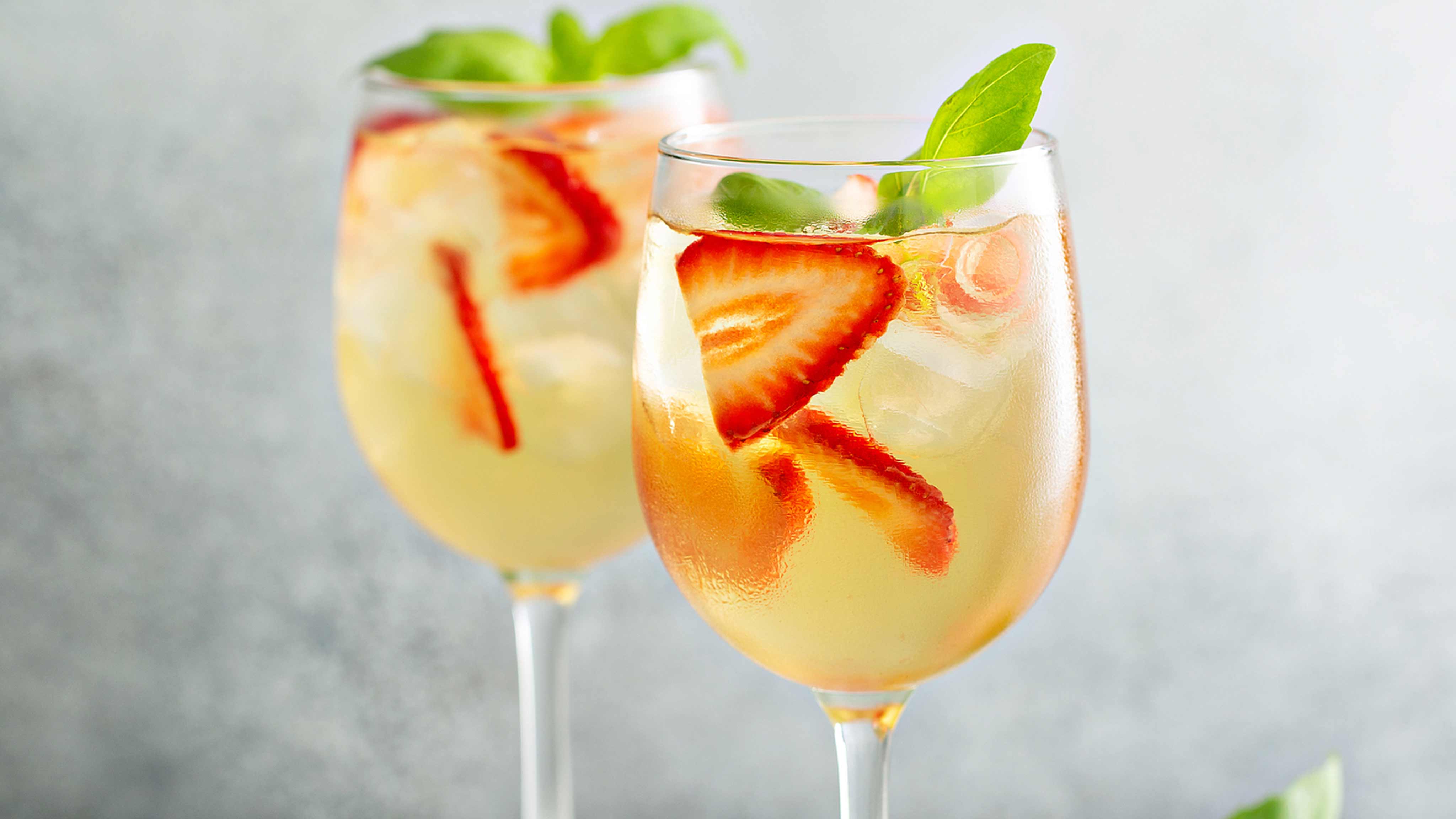 Image for Recipe Sparkling White Sangria with Strawberries and Basil
