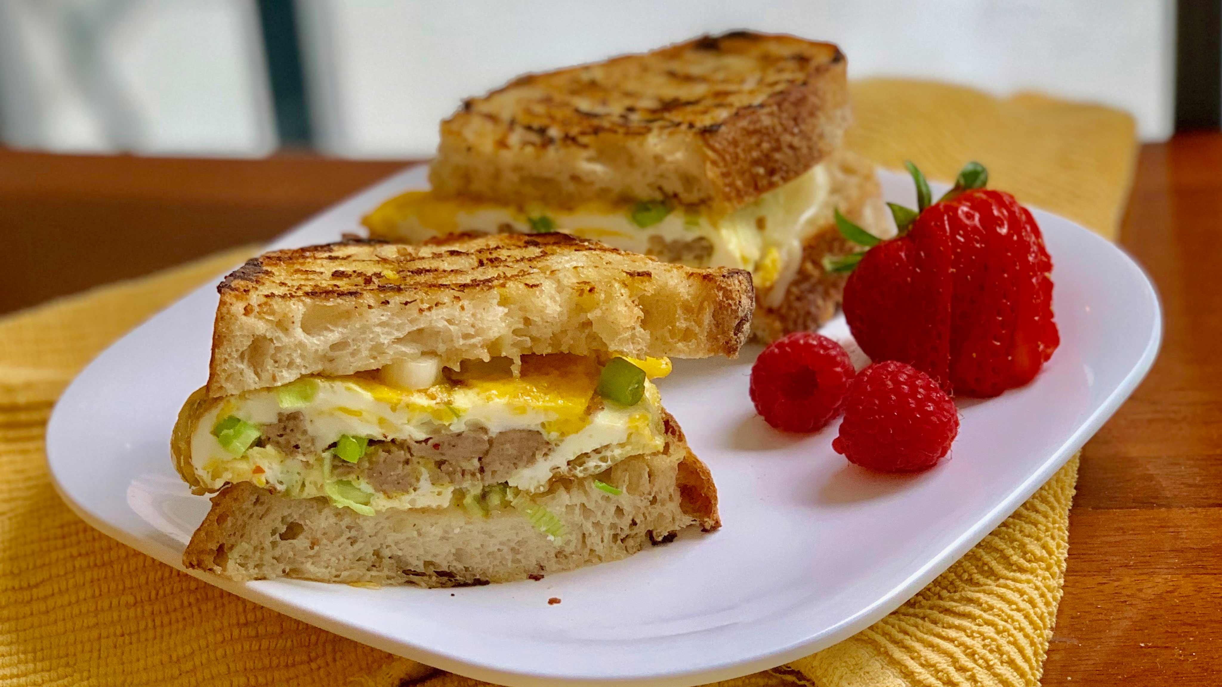 Image for Recipe Sausage and Swiss Breakfast Panini