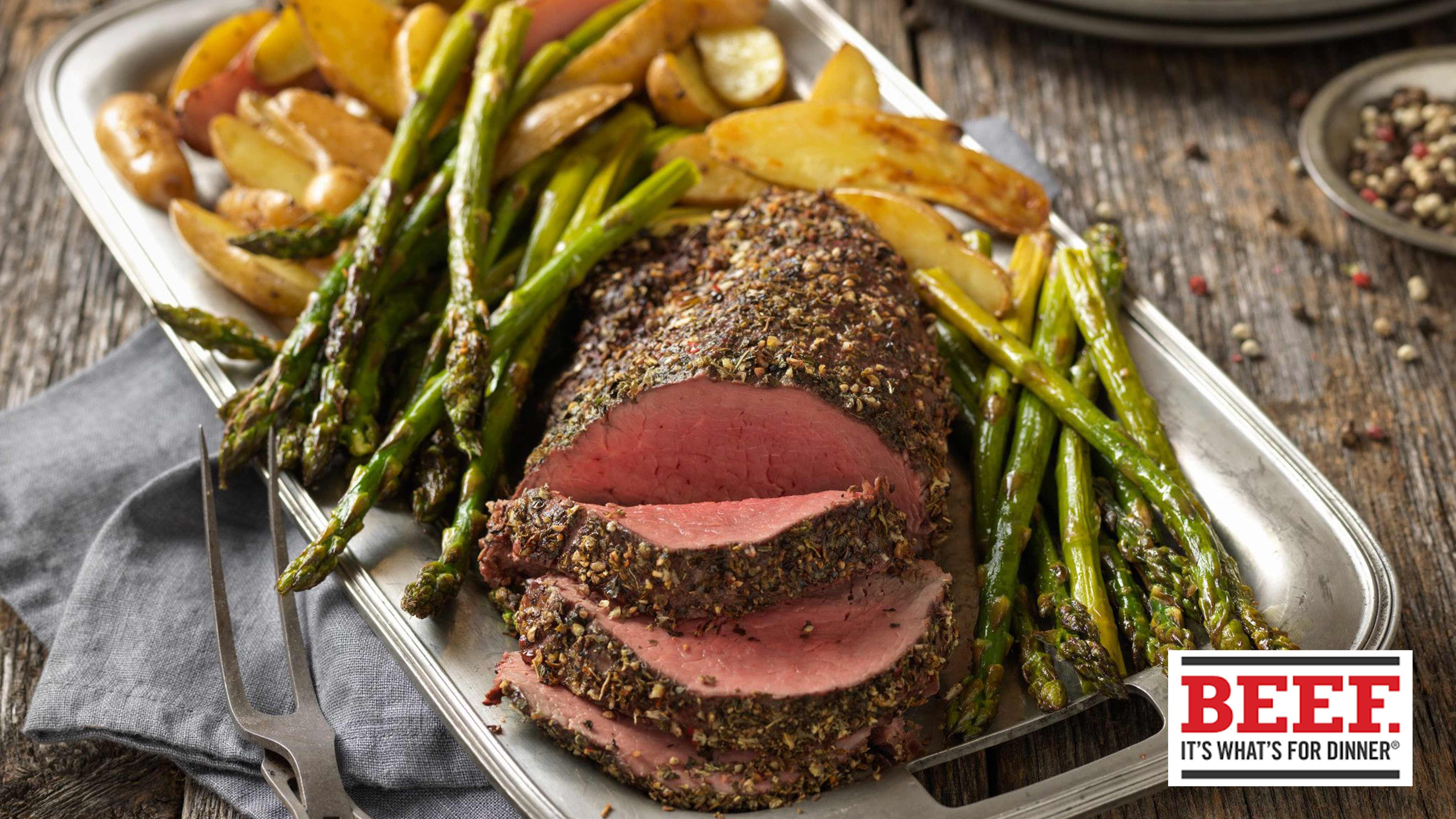 Image for Recipe Pepper Herb-Crusted Beef Tenderloin