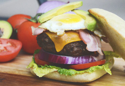 Avocado Burger with Bacon