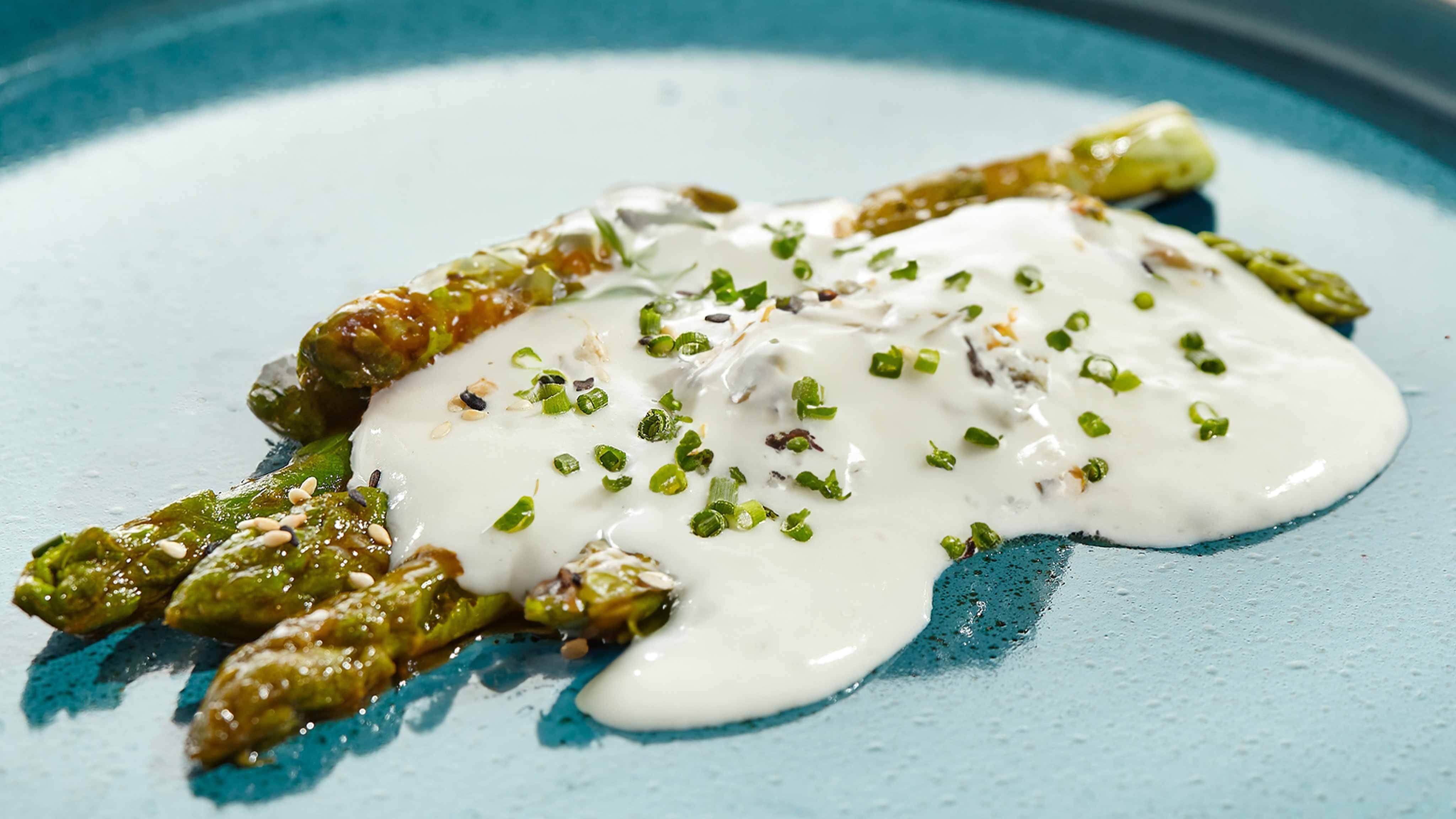 Image for Recipe Roasted Asparagus with Chive Yogurt Ranch Dressing