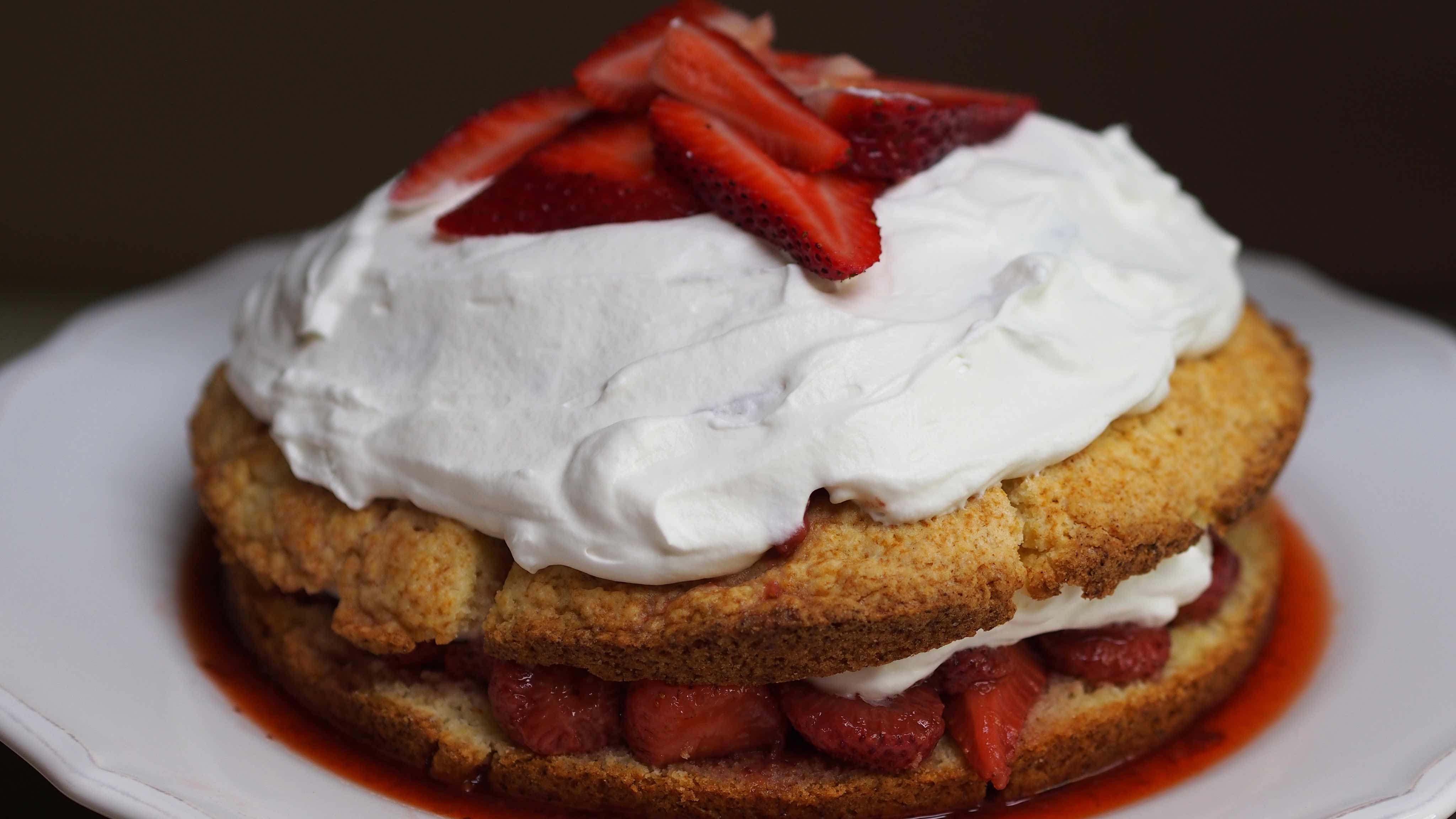 Image for Recipe Balsamic Strawberry Shortcake with Basil Simple Syrup
