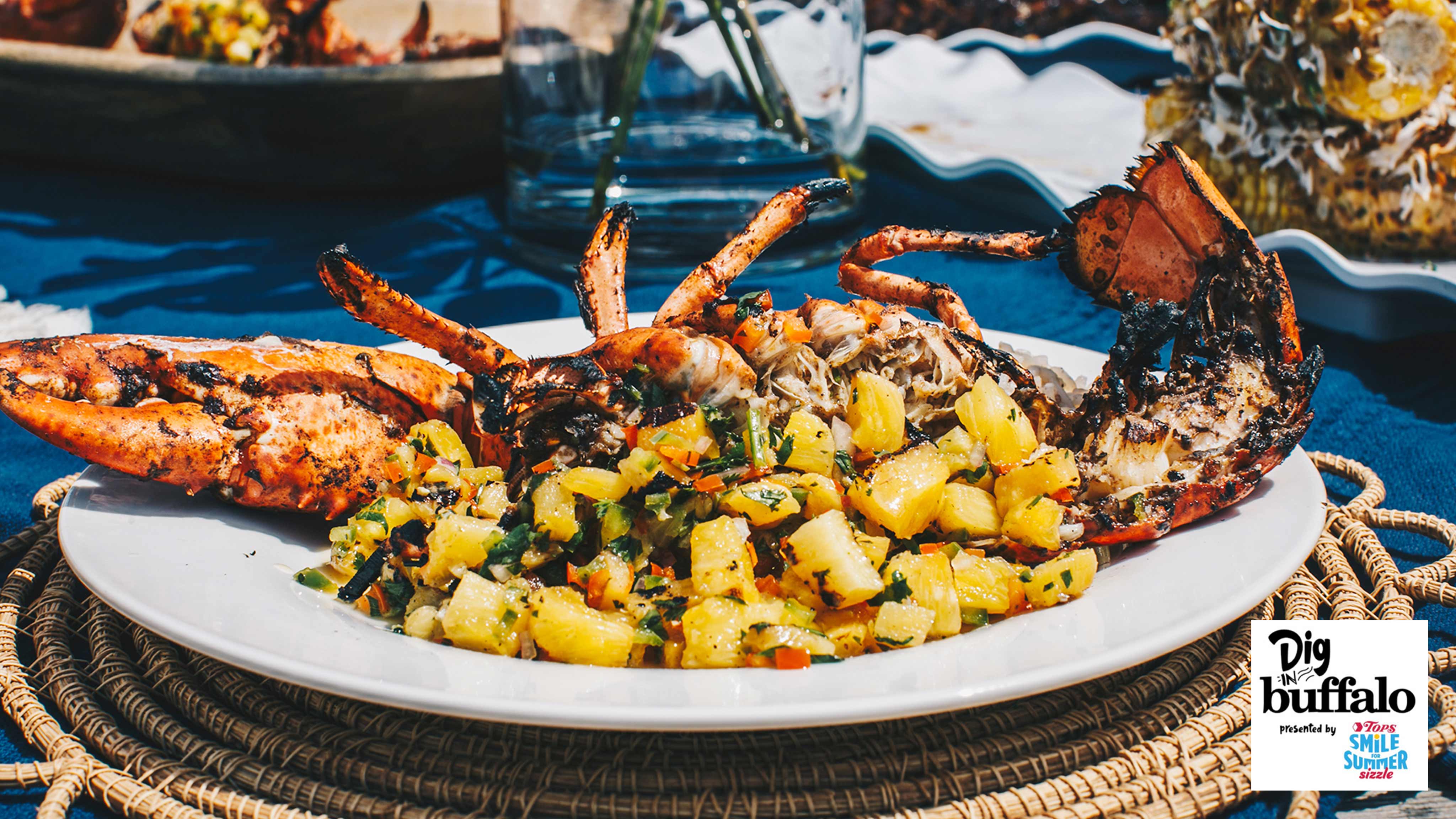 Image for Recipe Chef Darian's Jerk Lobster with Grilled Pineapple Salsa