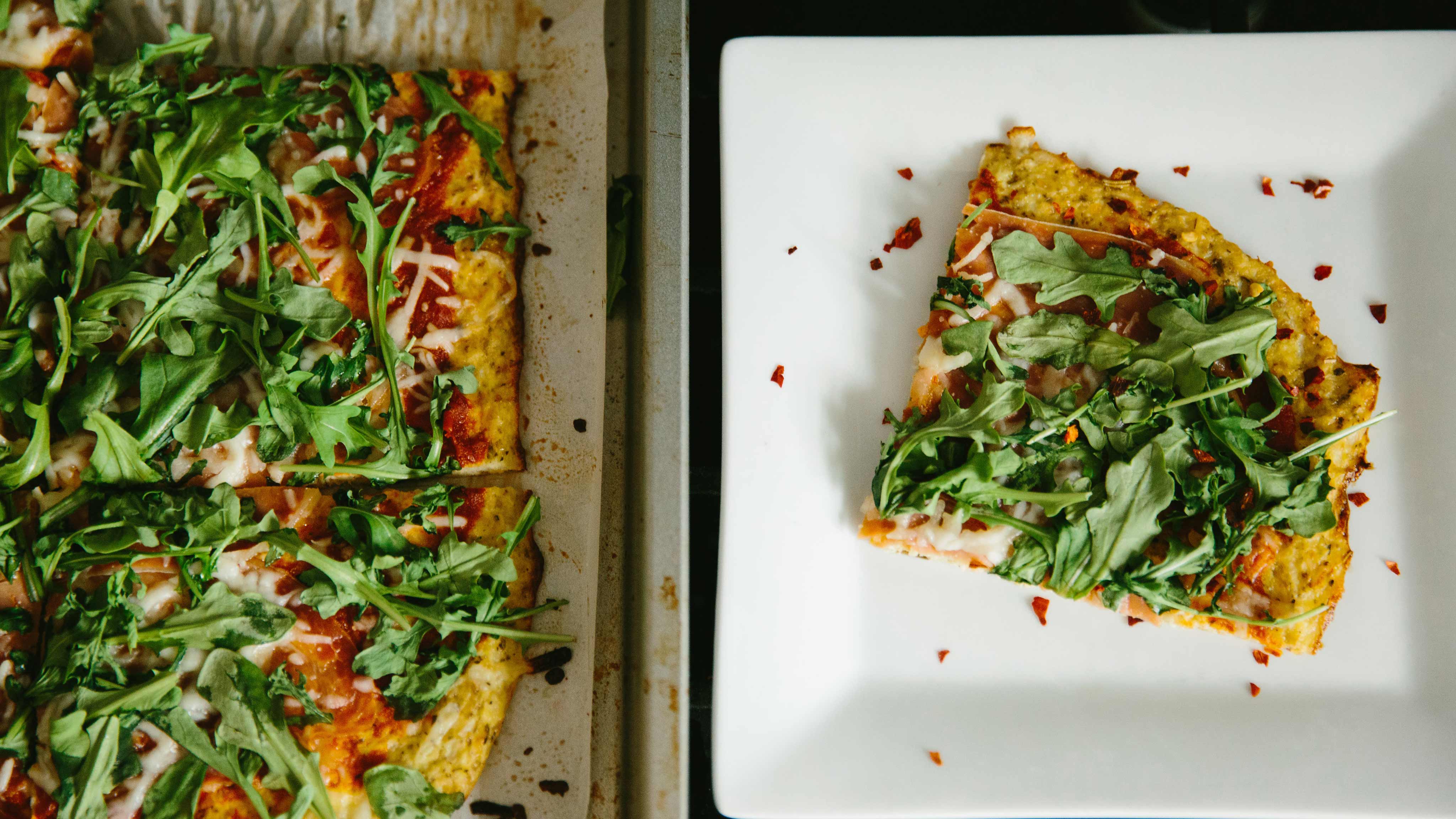 Image for Recipe Cauliflower Pizza with Prosciutto and Arugula