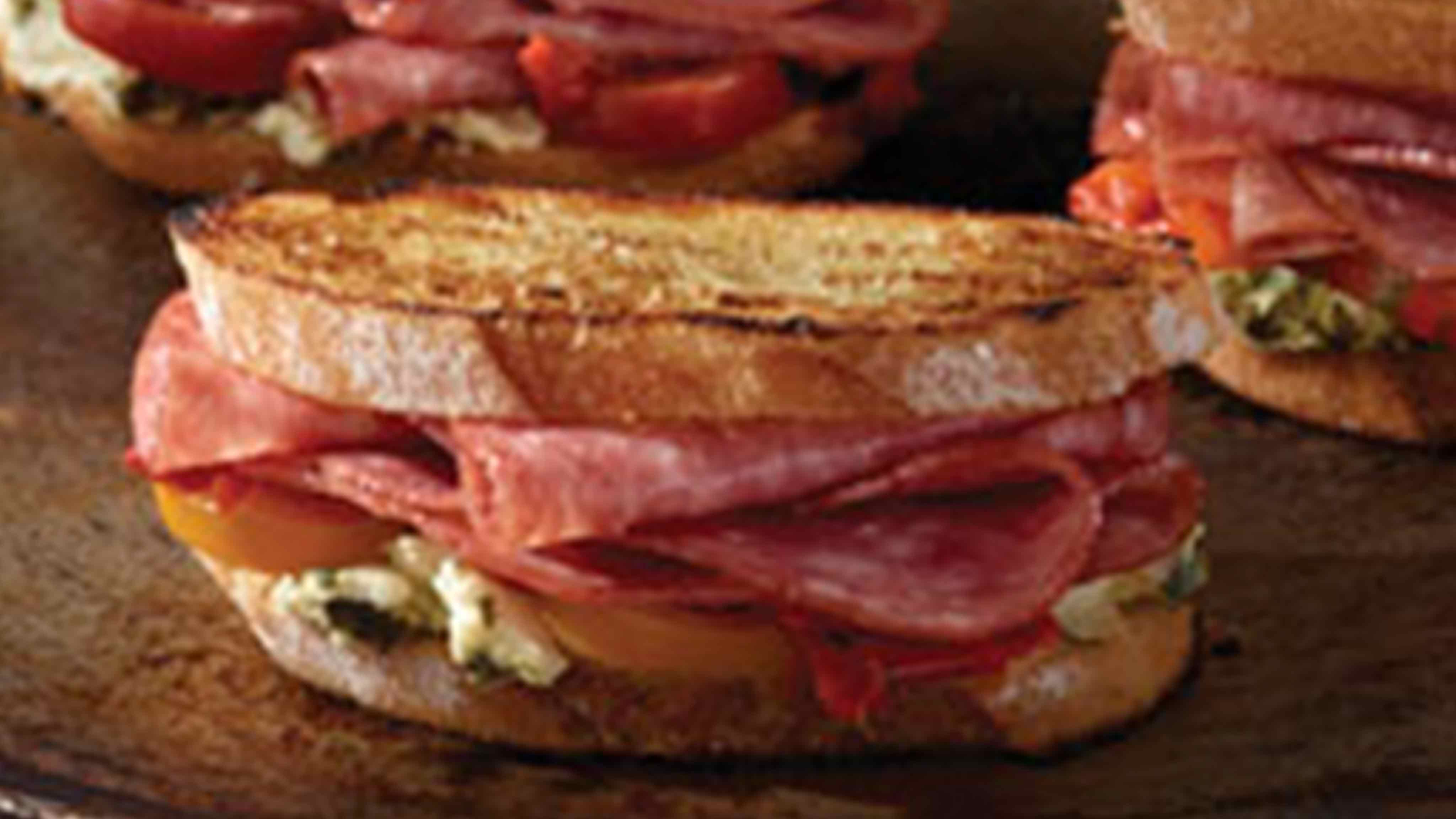 Image for Recipe Salami Sandwiches with Red Pepper Bruschetta Spread