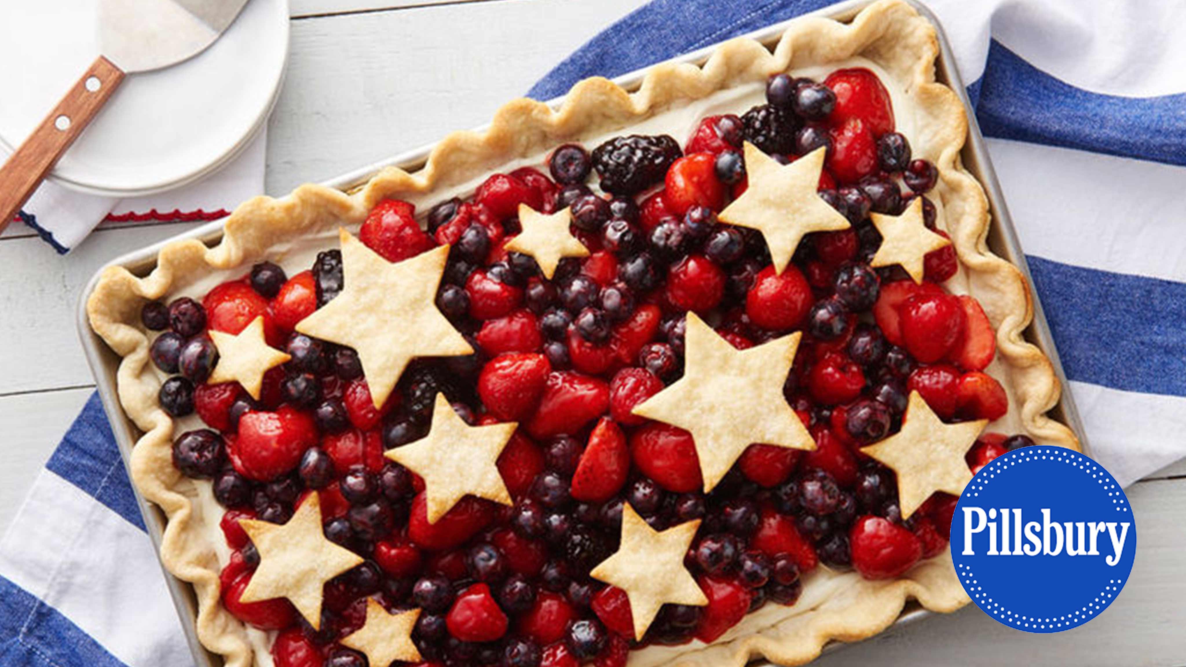 Image for Recipe Star Spangled Red, White and Blue Slab Pie