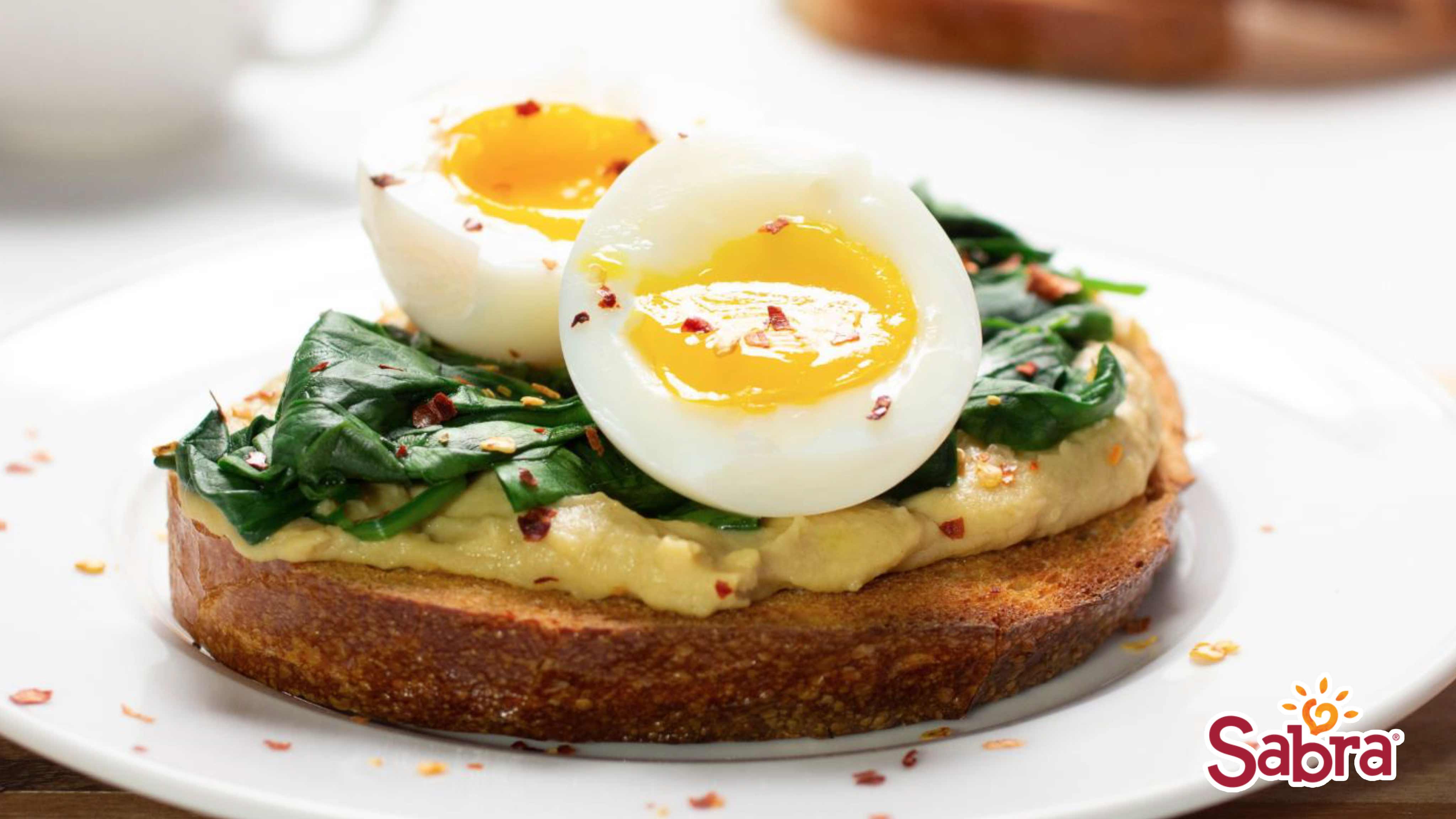 Image for Recipe Sabra Soft Boiled Egg and Spinach Toast