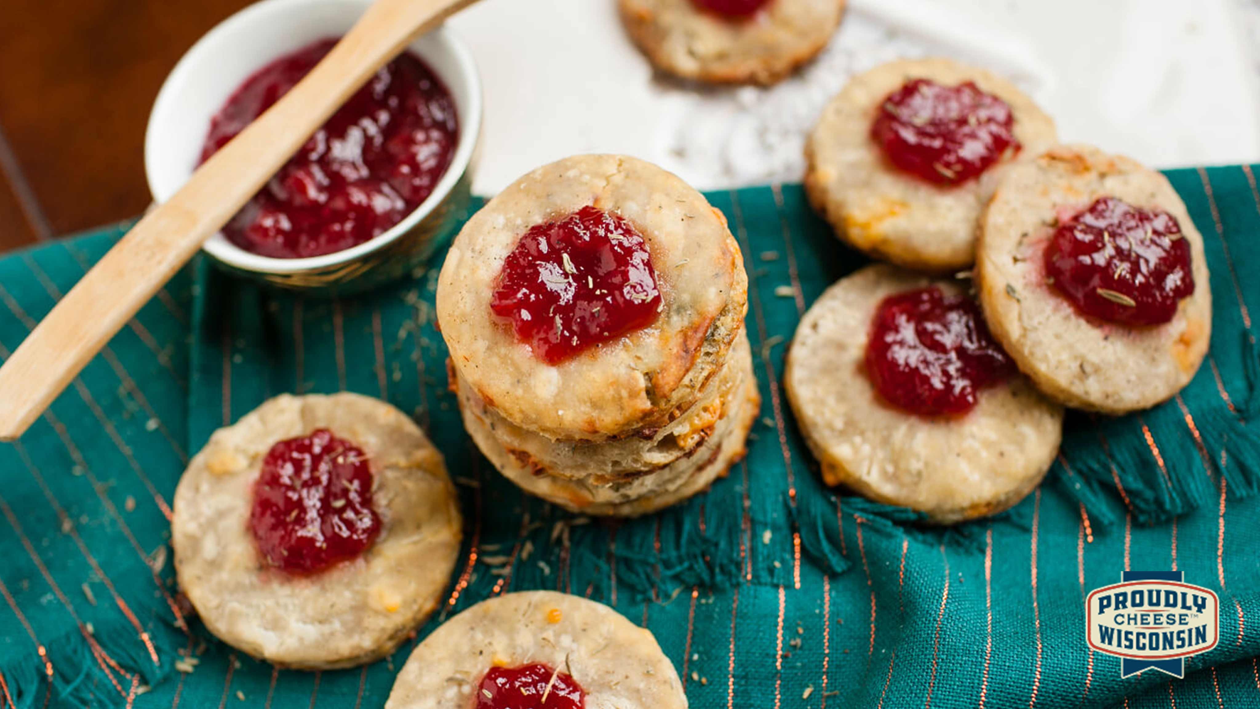 Image for Recipe Savory Blue Cheese Shortbread with Cherry Jam