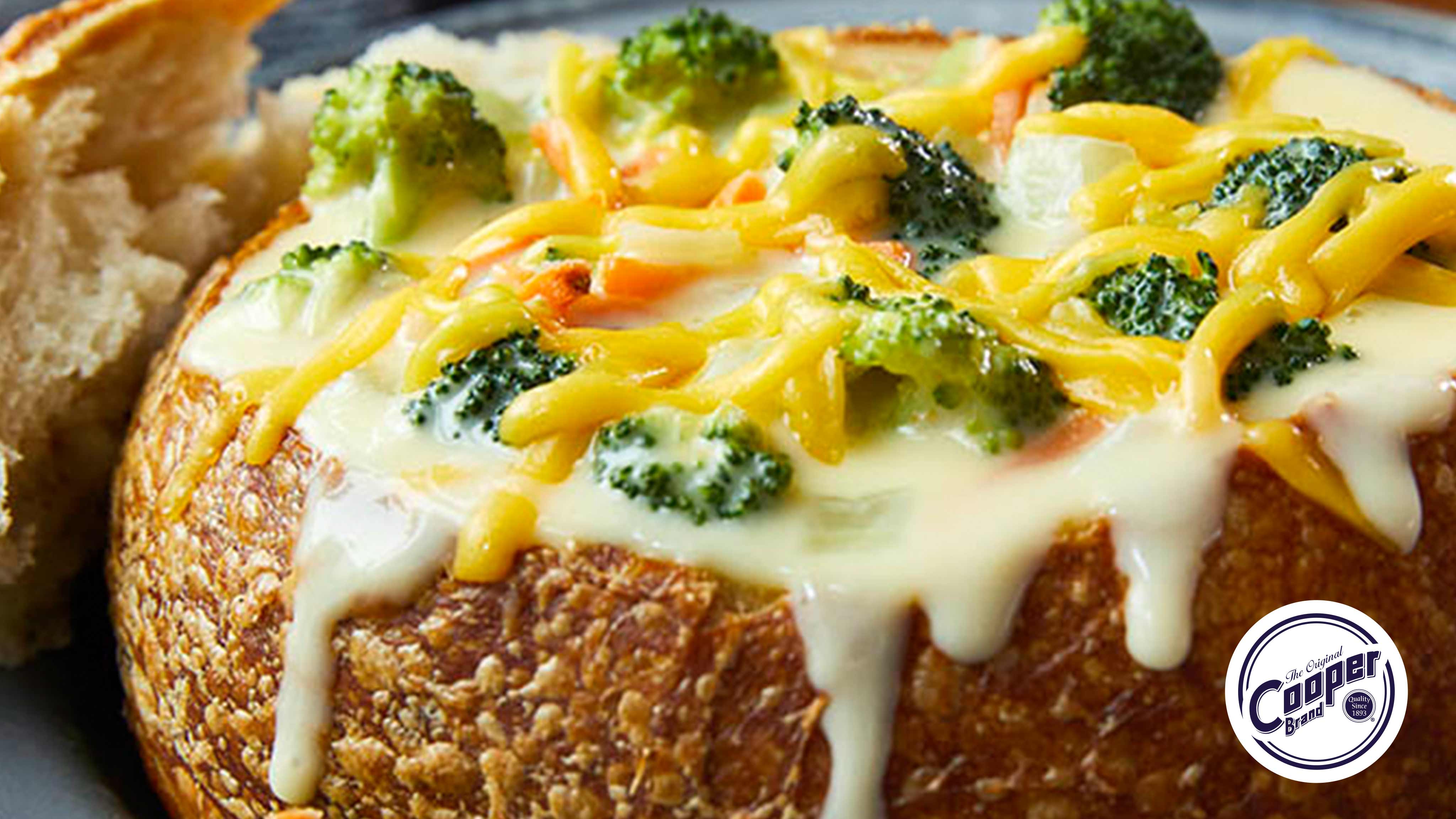 Image for Recipe Cooper® Sharp Cheesy Broccoli Soup in Bread Bowls