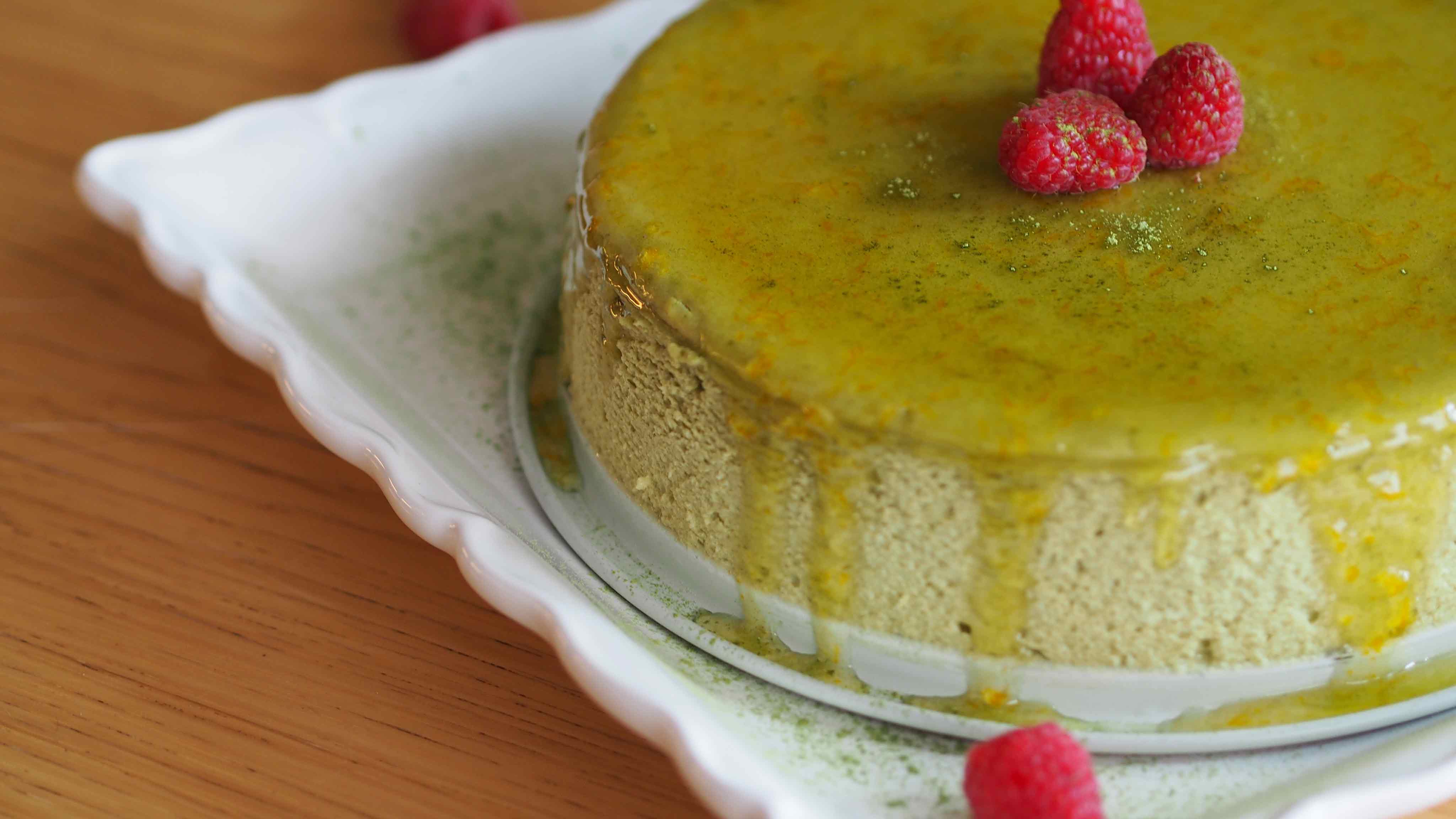Image for Recipe Green Tea Cheesecake with Meyer Lemon Glaze