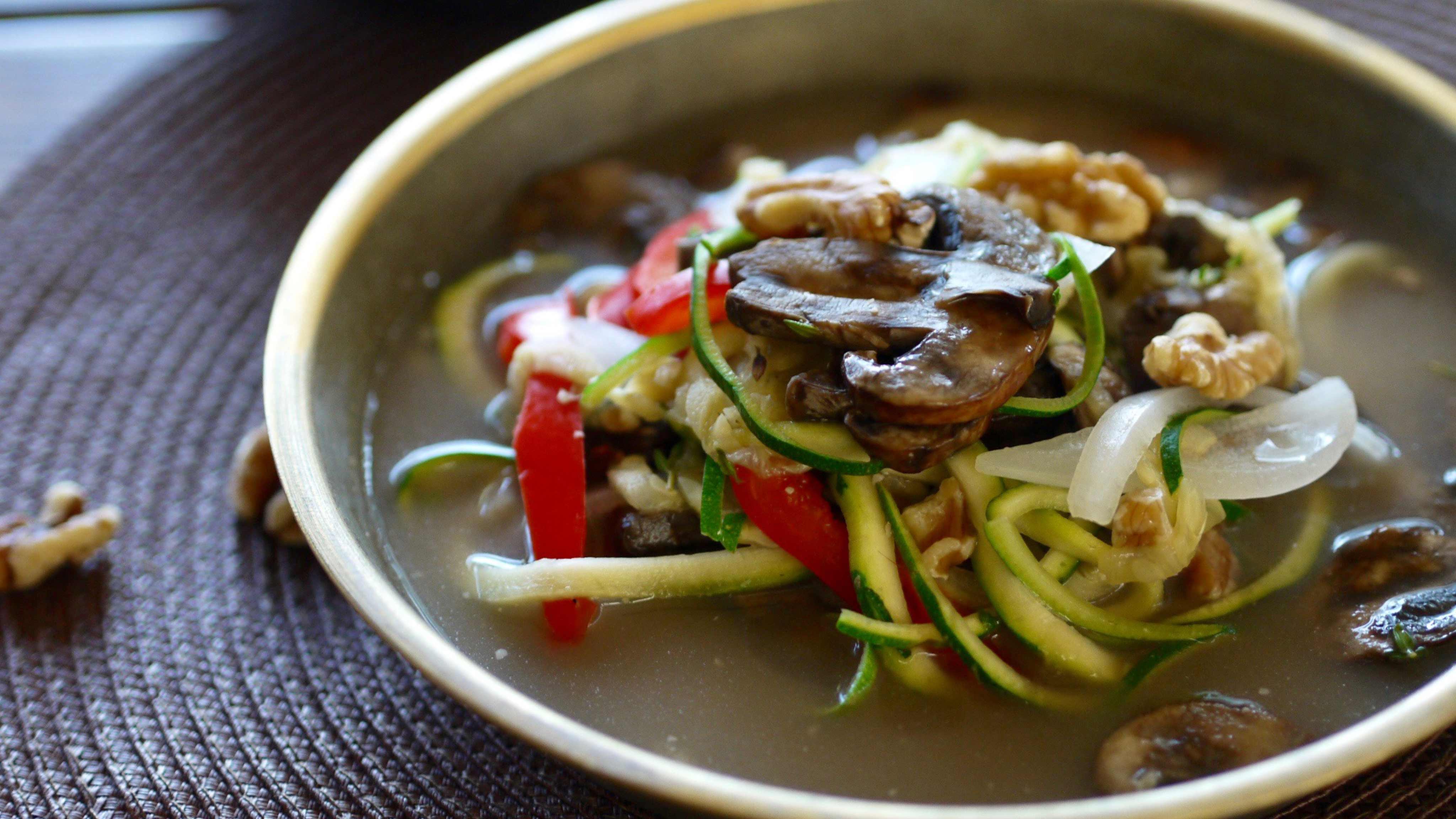 Image for Recipe Ginger-Miso Mushroom Zoodle Soup